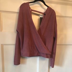 Mauve Criss Cross Open Sweater